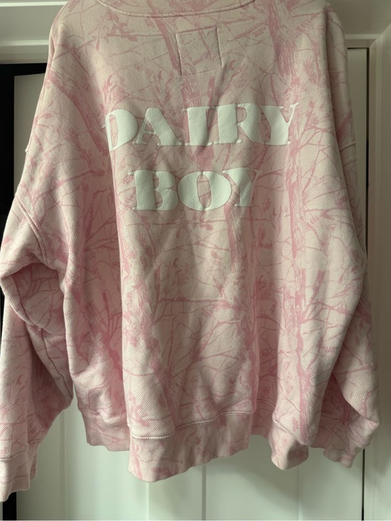 Dairy Boy Tops - DAIRY BOY Pink White Crewneck Sweatshirt XL